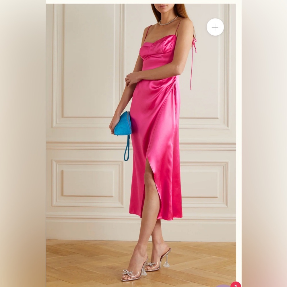 NWT REFORMATION Marguerite Silk Dress Size 18 Color Pink Flambe - Picture 2 of 11